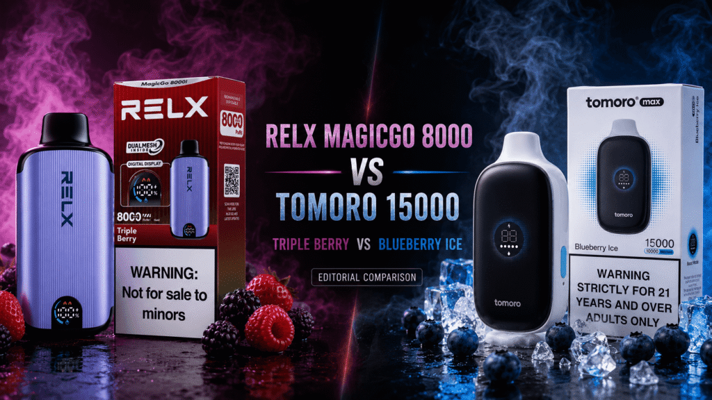 RELX MagicGo 8000 Triple Berry vs Tomoro 15000 Blueberry Ice